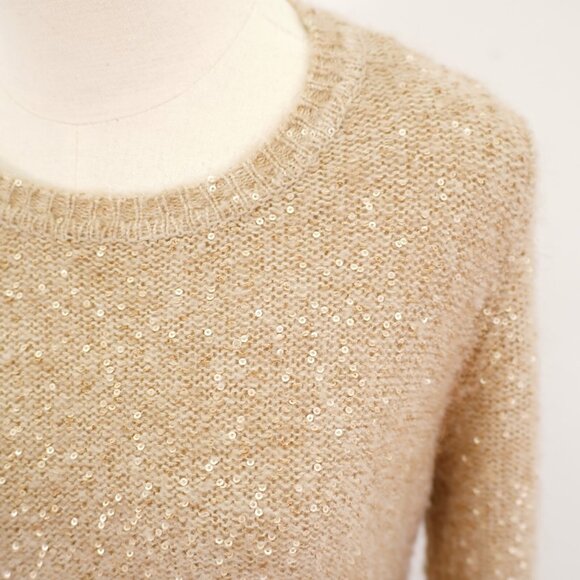 Calvin Klein Medium Knit Brown Pink Sequin Scoop Neck Sweater Polyester Nylon - Picture 2 of 8